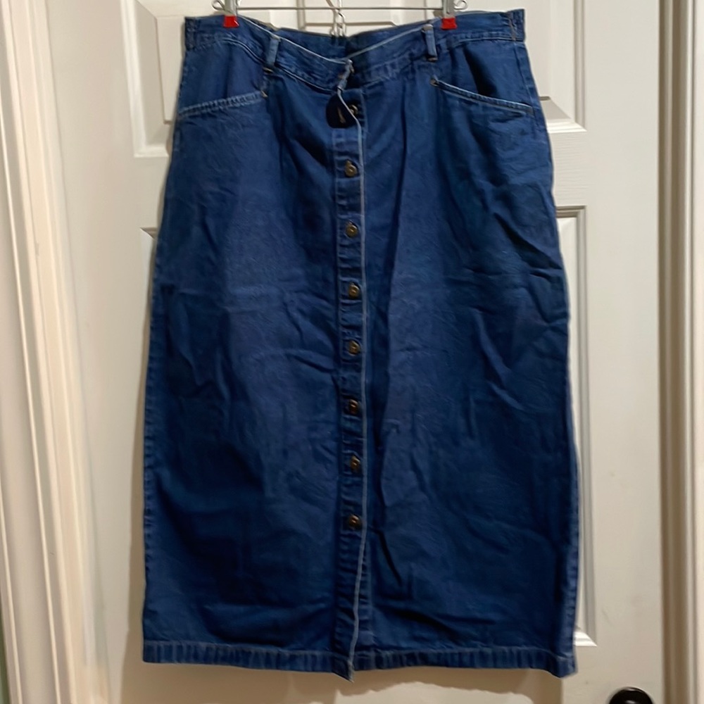 2 blue denim straight skirts